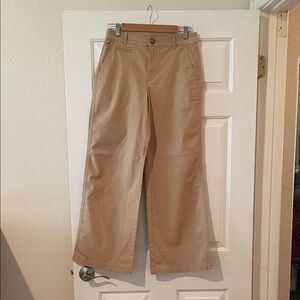 LOFT Wide-Leg Khaki Cotton Pants - Light Tan